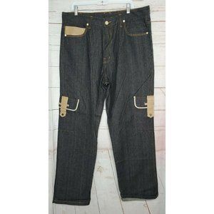 Coogi Embroidered Cotton Dark Wash Black Denim Jeans Size 38